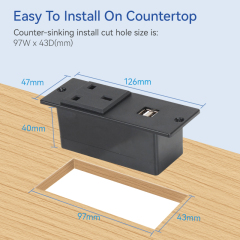 Table recessed desk in UK led strip power supply 2usb fast charging power strip