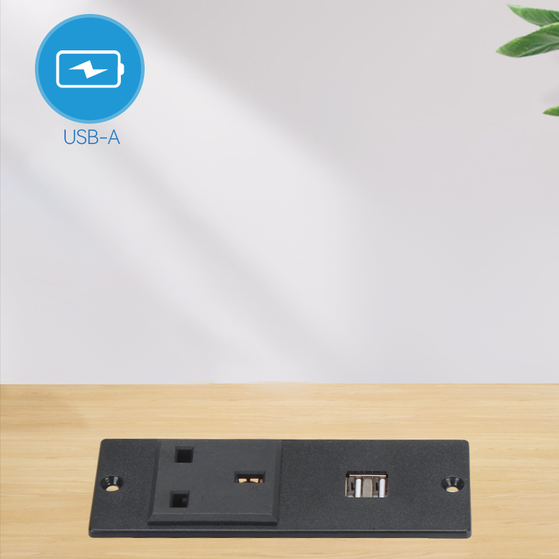 Table recessed desk in UK led strip power supply 2usb fast charging
