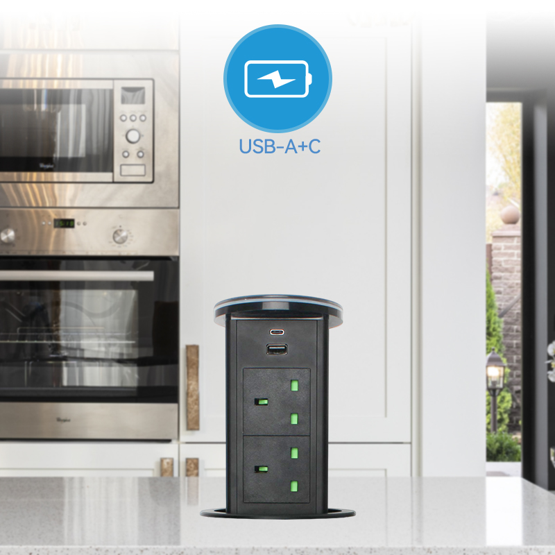 Kitchen pop up hidden lift socket kitchen island pop up outlet 15w