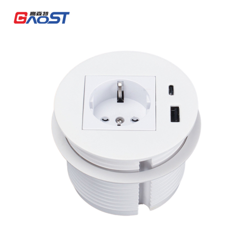 Smart office EU ABS power grommet embedded desk AC power grommet with usb c ports for desk