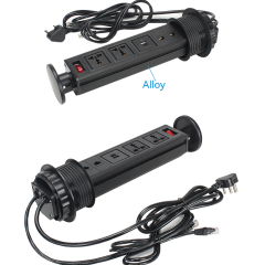 Smart Home Kitchen Lift Mental Panel 230 V Standard Pop Up Power Socket With 3 Sockets 2 LAN USB charger