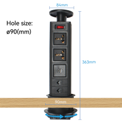 Smart Home Kitchen Lift Mental Panel 230 V Standard Pop Up Power Socket With 3 Sockets 2 LAN USB charger