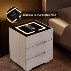 Nightstand Wireless Charging Station and LED Lights 3 brightness level, 15W QI charger, customize size and thickness 5mm