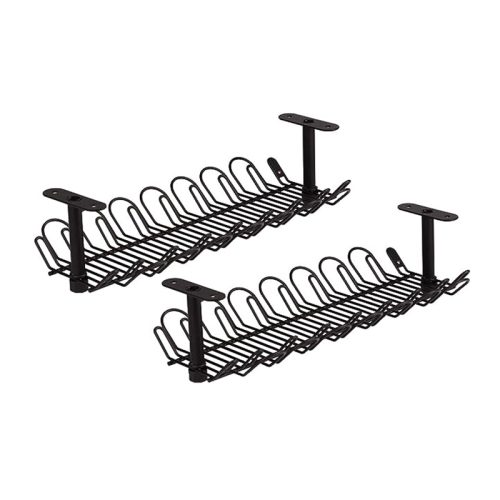 Under Desk Black Cable Management Waterproof Sturdy Steel Desk Wire Storage Organizer