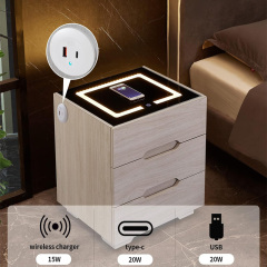 Nightstand Wireless Charging Station and LED Lights 3 brightness level, 15W QI charger, customize size and thickness 5mm