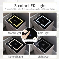 Nightstand Wireless Charging Station and LED Lights 3 brightness level, 15W QI charger, customize size and thickness 5mm