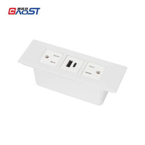 Recessed Power Strip with 20W USB C Port Conference Recessed Power Outlet Socket Fast Charging USB-C QC3.0 3A USB-A Desk Outlet