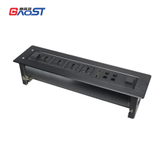 Hot Sale Office Desk Cat6 Hidden Electric Universal Rotary Socket Motorized Flip Desktop Socket