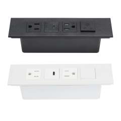 UL CUL Certified Desktop Built In Power Socket With 2 Power Outlets Type C Charging Light Switch For Hotel Furniture