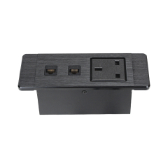 UK Desktop Recessed Socket 2 CAT6 For Conference Table