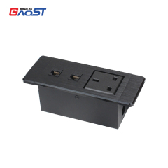 UK Desktop Recessed Socket 2 CAT6 For Conference Table