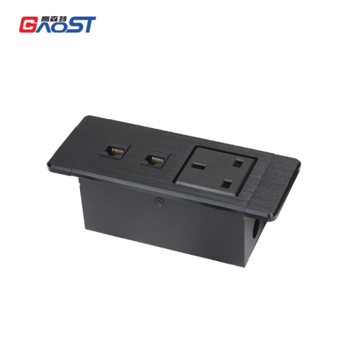 UK Desktop Recessed Socket 2 CAT6 For Conference Table