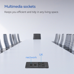 UK Desktop Recessed Socket 2 CAT6 For Conference Table