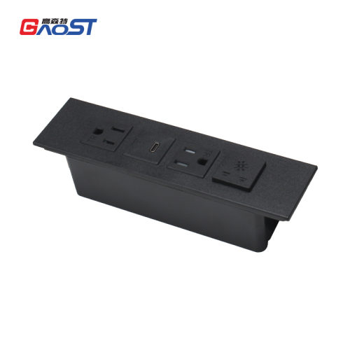 US Safety Power Socket 2 TR US Outlets 1 USB-C With 1 Light Switch For Furniture Countertop
