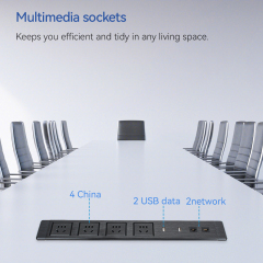 2 USB-A+CAT6+CAT3 Multimedia Socket With 4 China Outlets For Conference