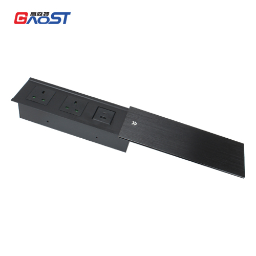 Conference Sliding Hidden Integrated UK Socket 2 Outlets 1 USB-A/C