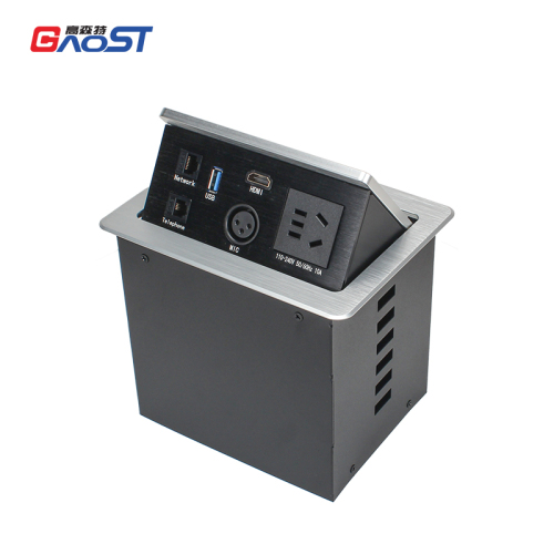High Quality Multifunctional Desktop Pop Up Extension Socket With 1 CAT3/6 +1 USB Data Port+1 HDMI +1 MIC+1 China Outlet