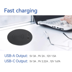 Desktop Round Built In Wireless Charging With 1 Combined USB-A/C
