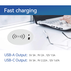 Full Sell Plastic Desktop Wireless Charging Power Grommet With GST Cord