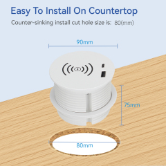 Full Sell Plastic Desktop Wireless Charging Power Grommet With GST Cord