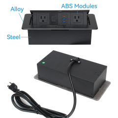 Pop UP Socket Install On Desktop Power Socket With Switch 2 USB-A +1 USB-C