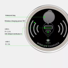 5W/7W/10W 3 In 1 Embedded phone charger with QI wireless charger, Type C USB charger Water proof