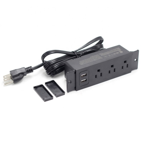 3 AC Outlet Power Strip with Dual 1A USB Furniture Hidden Charging Station for Side Table