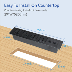 Desktop Recessed Power Socket With 4 Universal Outlets 1 CAT3+CAT6