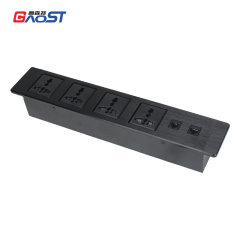 Desktop Recessed Power Socket With 4 Universal Outlets 1 CAT3+CAT6
