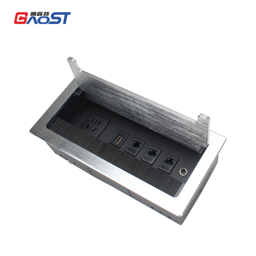 Flip Up Power Socket With Weak Modules HDMI CAT6 AUDIO For Conference Table