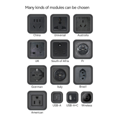2 Way Desktop Pop Up Power Socket Universal Outlet USB-A+C Charging and Wireless Charging