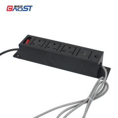 Desktop Mount On Power Strip 3 UK Outlets，2 USB-A Charging 1 CAT6 and 1 Switch