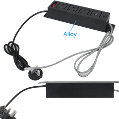 Desktop Mount On Power Strip 3 UK Outlets，2 USB-A Charging 1 CAT6 and 1 Switch