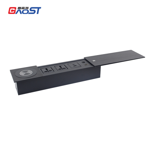 Modular Sliding Power Socket With Wireless Charger，Hidden Conference Table Qi Wireless Desktop Charger