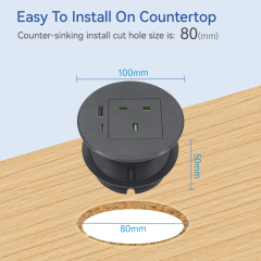 GAOST brushed black 2500 w UK electrical wire grommet with USB A type c
