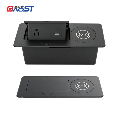 Pop Up Desktop Outlet With 15W Wireless Charger And USB C