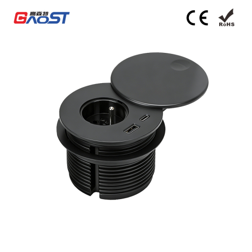 New arrival French standard black flip cover power grommet with French outlet usb a and uab c