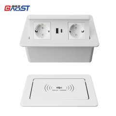 Wholesale QI Wireless pop up socket with 2USB A outlets light fast charging wireless charger