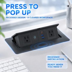 All-in-One Desktop Power Hub with 2 USB-C & 2 USB-A Ports, UL Certified Fast Charger for Home Office Workstation