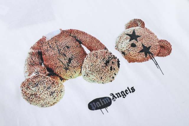 Palm Angels: Beheaded Bear Cartoon Print Short Sleeve 2022 Fashion single Casual men and women