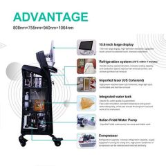Machine d'épilation au laser à diode 1064nm 755nm 940nm 808nm