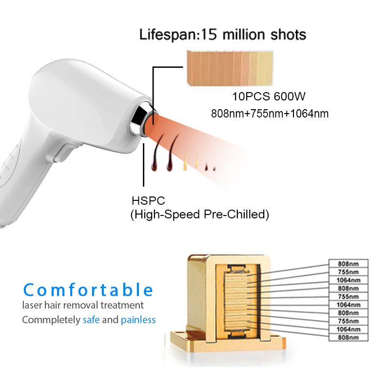 600W Vertical 808nm diode laser hair removal machine