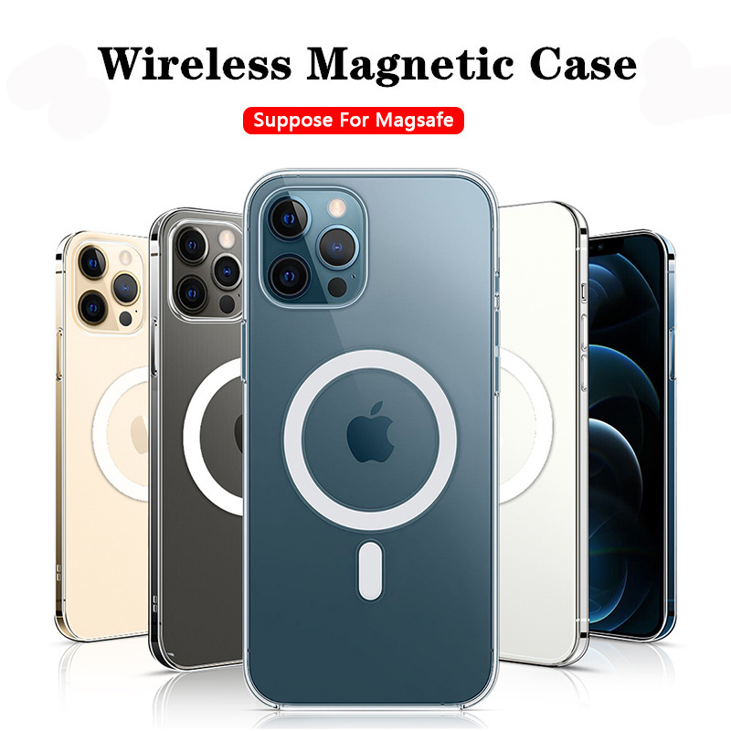 Transparent For Magsafe Magnetic Wireless Charging Phone Case for iPhone 14 13 12 11 Pro Max Hard Acrylic Cover Magsafe Case