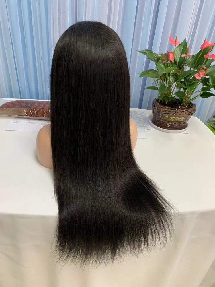 transparent lace front 13x4 wig 180% #1b straight