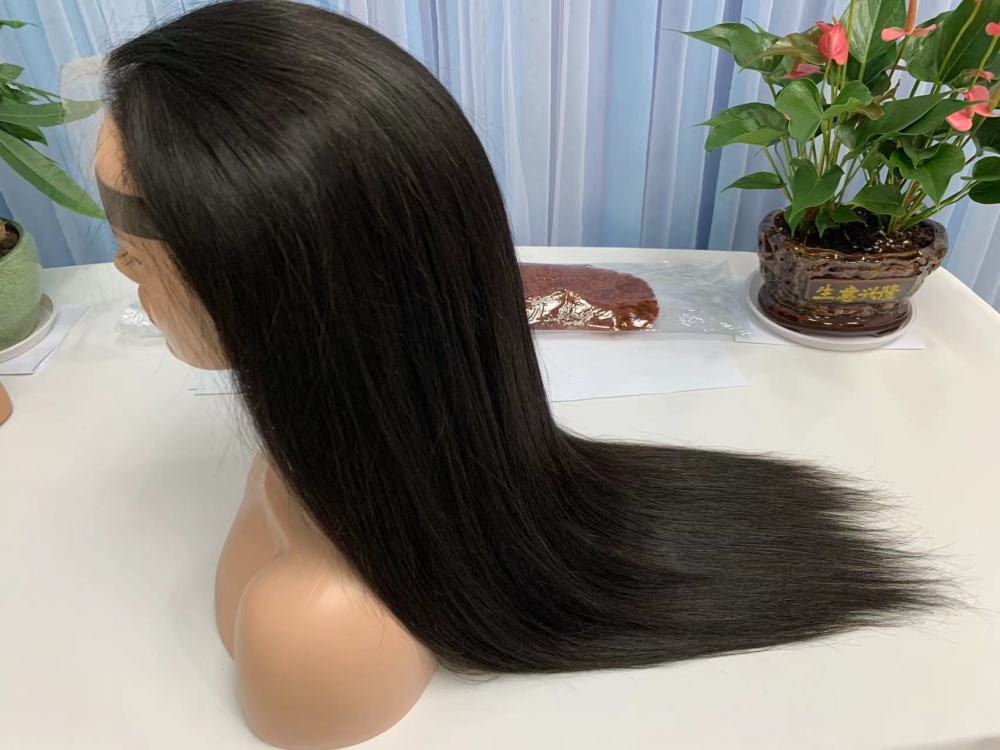 transparent lace front 13x4 wig 180% #1b straight