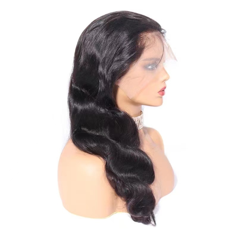 transparent lace front 13x4 wig 150% #1b body wave