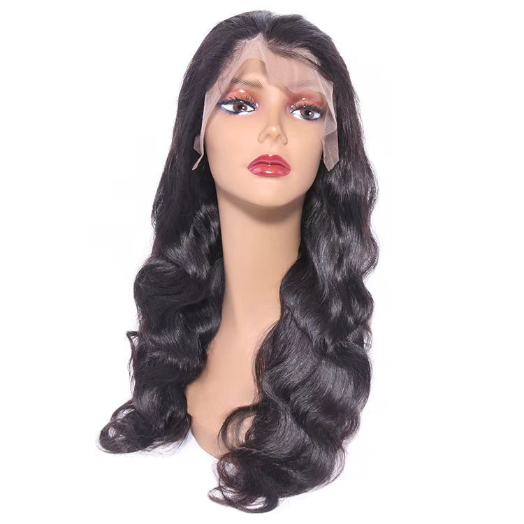 transparent lace front 13x4 wig 150% #1b body wave