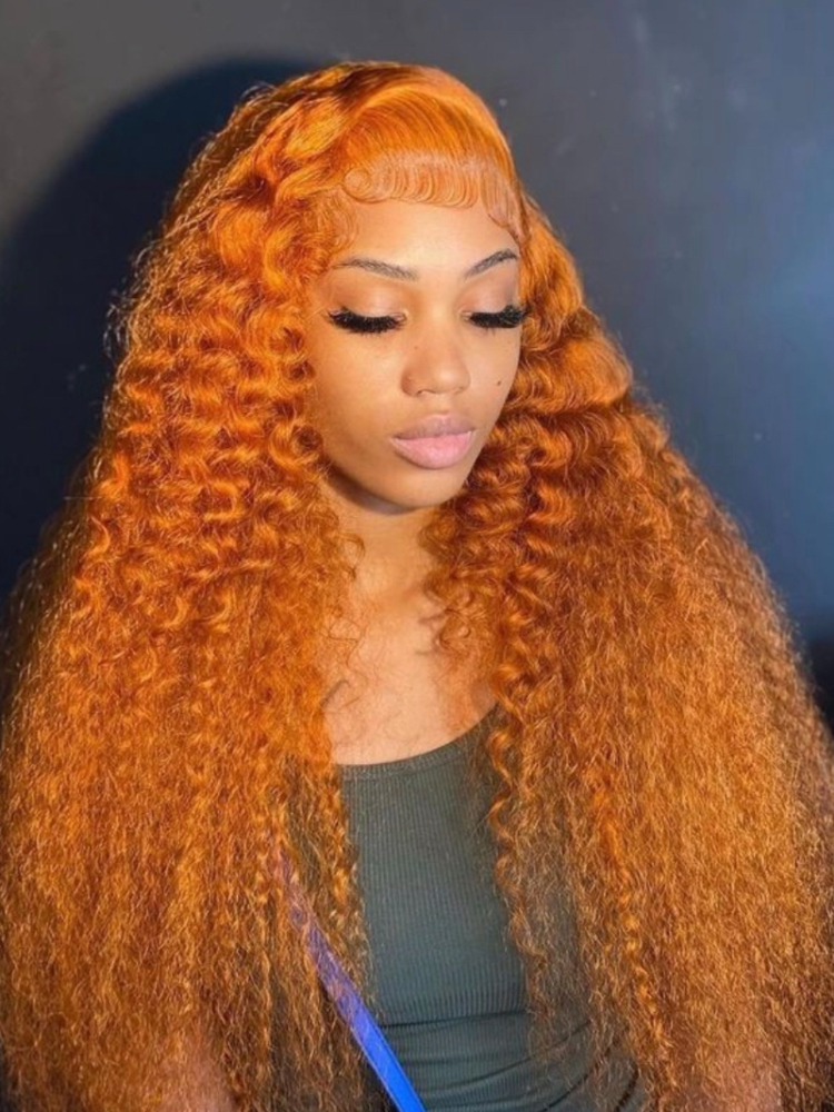 transparent 13x4 wig ginger color  #350 deep wave