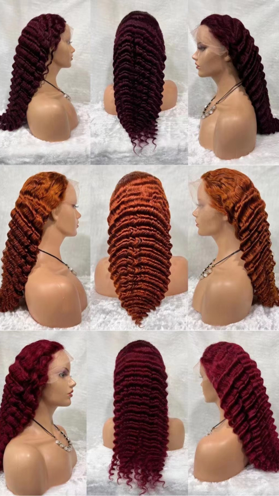 transparent 13x4 wig ginger color  #350 deep wave