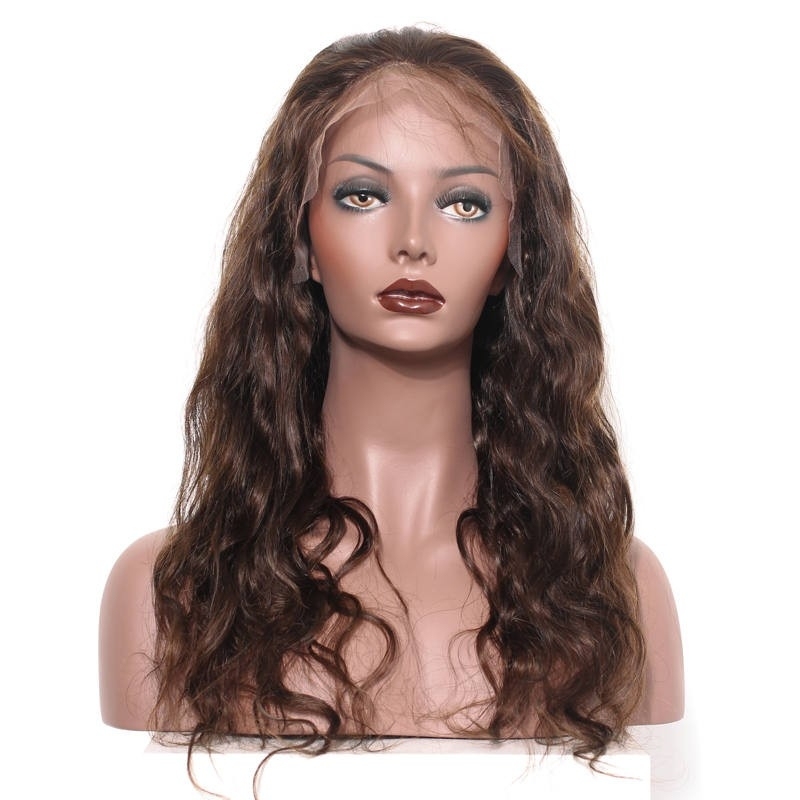 Lace Front Human Hair Wigs Pre-Plucked Natural Hair Line Body Wave 250% Density Wig with Baby Hair #4 color